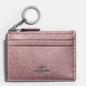 Coach Mini Skinny ID Wallet in Metallic Dark Blush